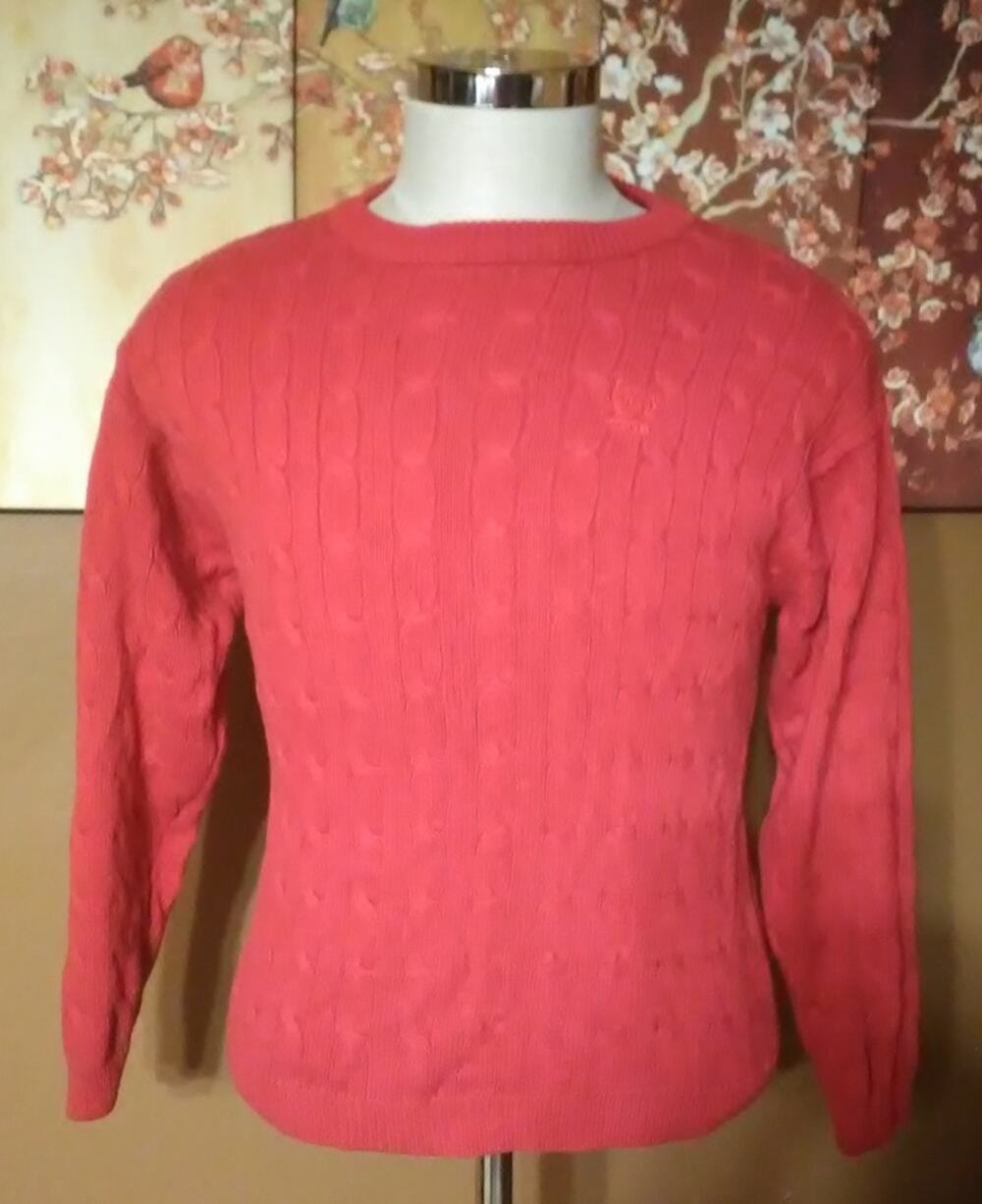 Izod Women's Cable Knit Red Sweater Size M (10/12)